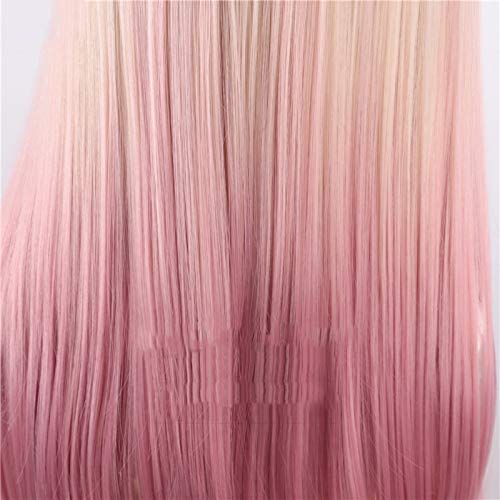 Meat Powder Gradient Peach Pink Long Straight Synthetic Hair Natural Lolita Japanese Cosplay Party Sweet Wigs