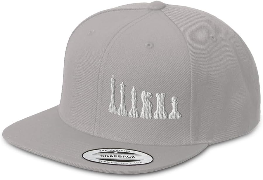 Snapback Flat Bill Left Side Panel Chess Set White Embroidery Acrylic