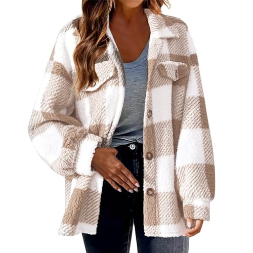 Lxitoler Veste En Flanelle Pour Femme Veste En Coton À Manches Longues Flanelle Boutons Shacket Chemise A Carreaux Classique