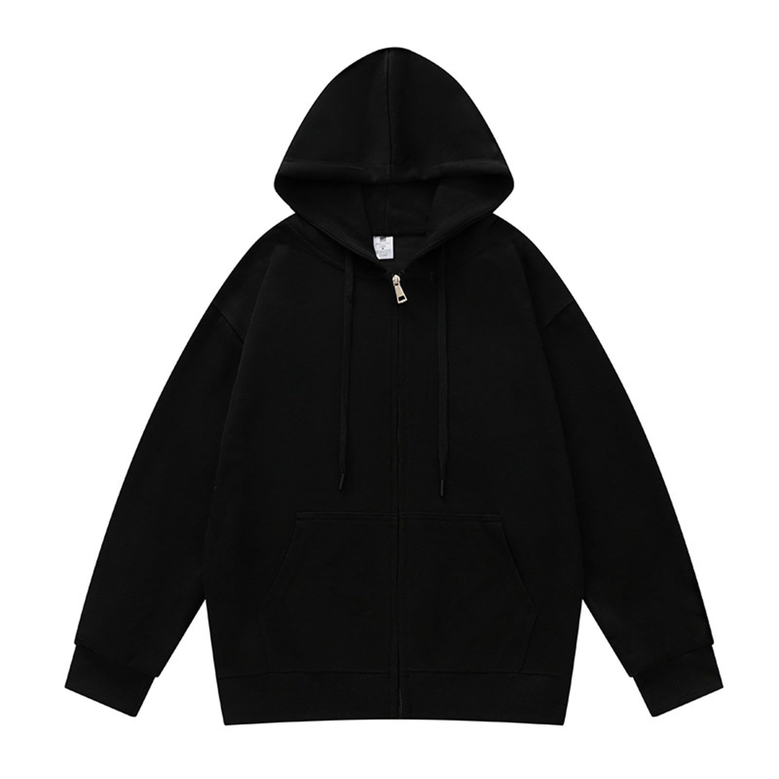 Bluza damska Hua Cotton Full Zip Hoodie z długim rękawem stringi -bluza z kapturem z kieszeniami-szary-konopny-M (100-115 Jin)