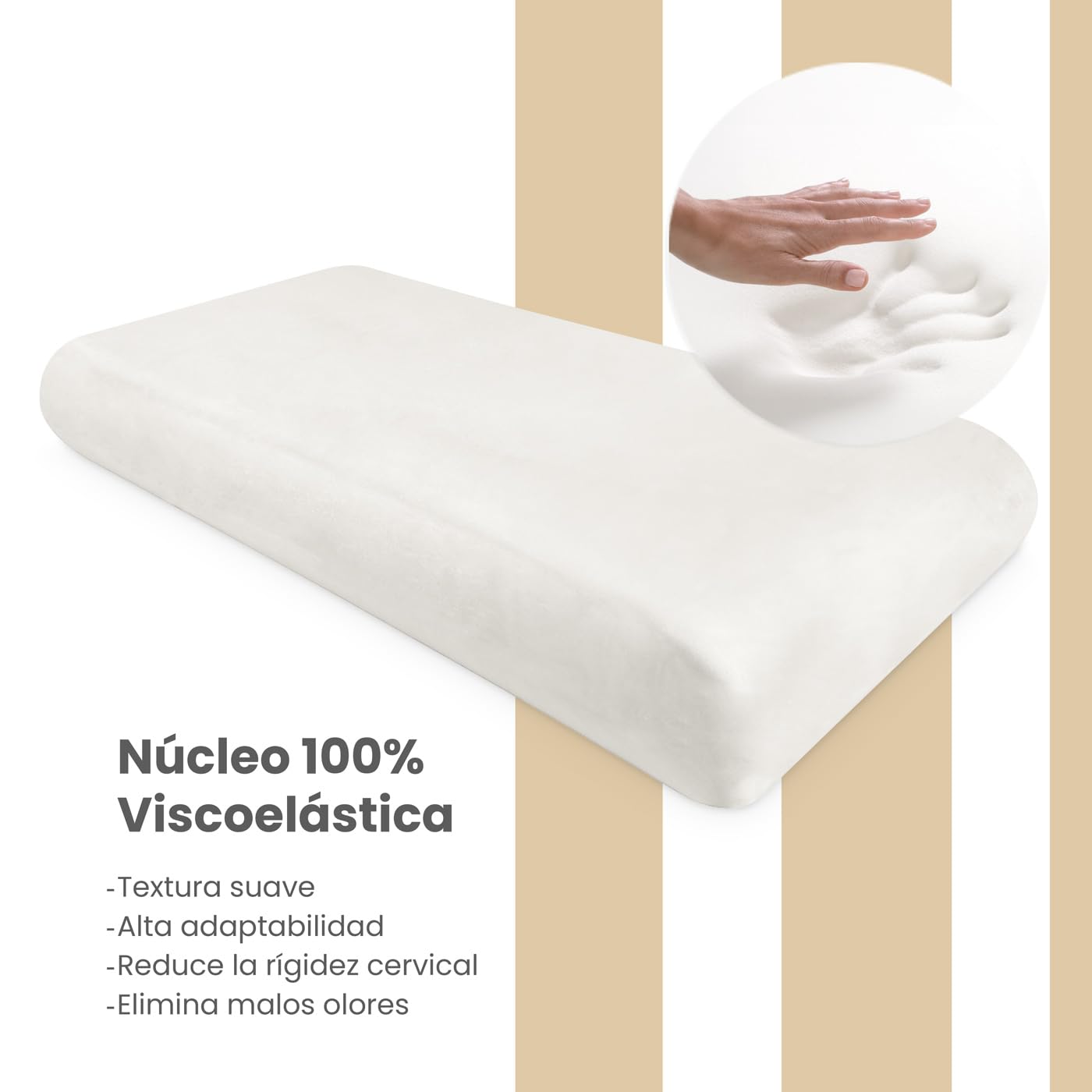 Homey - Almohada Viscoelástica Aloe Vera | Máximo Confort y Excelente Adaptabilidad con Propiedades Antiestrés | 2 Unidades de 70 x 40 cm