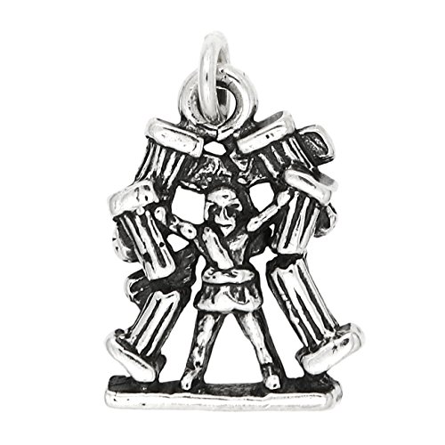 LGU Sterling Silver Oxidized Hercules or Samson Holding Pillars Charm