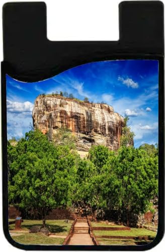 Island Gifting Neoprene Stick-on ID Card Holder for iPhone/Galaxy/Google Android Cases Featuring Image of Sigiriya Rock in Sri Lanka, Sri Lankan Landmark