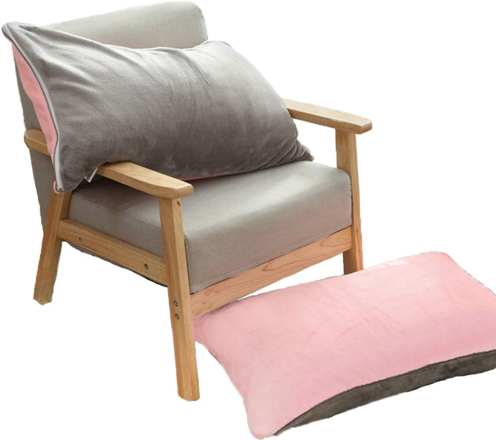 ZONK Micro Fleece Pillowcase with Zipper Double Colors Super Soft Pillow Case Brushed Microfiber Bedding, Standard, 1Piece,Pink