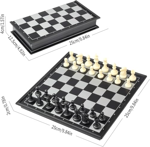 Image of Magnetic Folding Chess Set for Kids & Adults, Portable Travel Board with Pieces, Educational Strategy, Compact Indoor & Outdoor Family Game