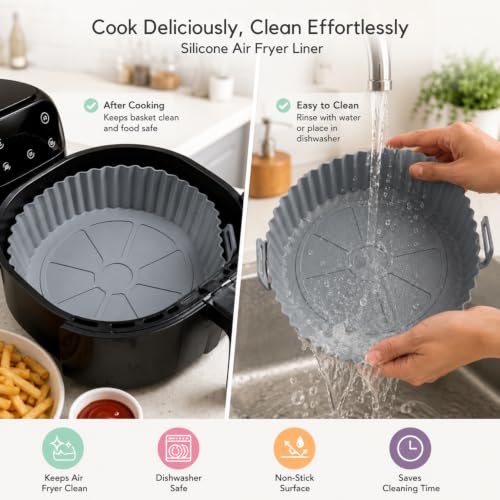 Image of SAKORAWARE Pack of 2 Silicone Air Fryer Mould Tray 8x8 Inches| Reusable Basket with Handles Non-Stick BPA-Free Food Grade Oven Baking Pan for Frying Roasting Baking Cooking Dishwasher Safe, Multicolor