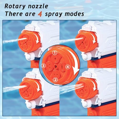 Image of Storio Holi Pichkari Water Gun Toy for Kids 890ml High Capacity Water Gun Toy Summer Outdoor Toy Rotating 4 Nozzle Quick Fill High Pressure Water Gun for Boys