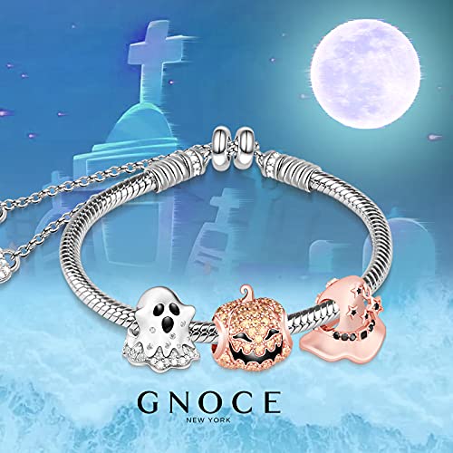 GNOCE Halloween Ghost Charms for Bracelet 925 Sterling Silver Horror Christmas Bead Charms For Women Jewelry Gift Fit Necklace4