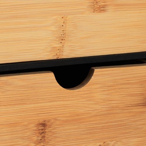 Relaxdays Schubladenbox, Bambus, 3 Schubladen, HxBxT: 28 x 17 x 21,5 cm, Schreibtisch Organizer, Büro, Natur/schwarz