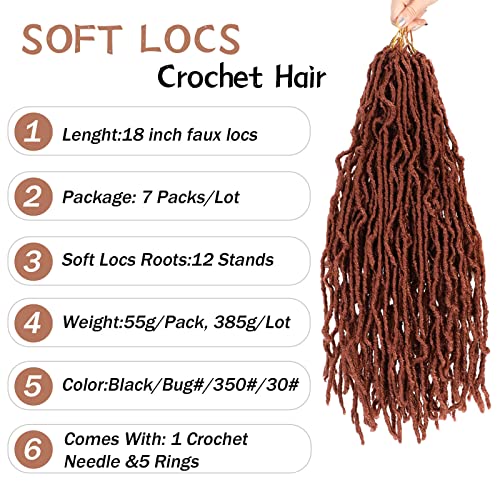 Faux Locs Crochet Hair Long Soft Locs 18 Inch 7 Packs Curly Crochet Locs For Butterfly Locs Crochet Hair Goddess Locs Pre Looped Crochet Braids For Women Synthetic #TOP1