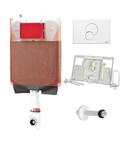 Crisalide®- KIT SCARICO COMPLETO Cassetta da Risciacquo ad incasso WC: placca, controplacca, cannotto con rosone, rubinetto con guarnizione, attacco discesa, tubo coibentato universale regolabile