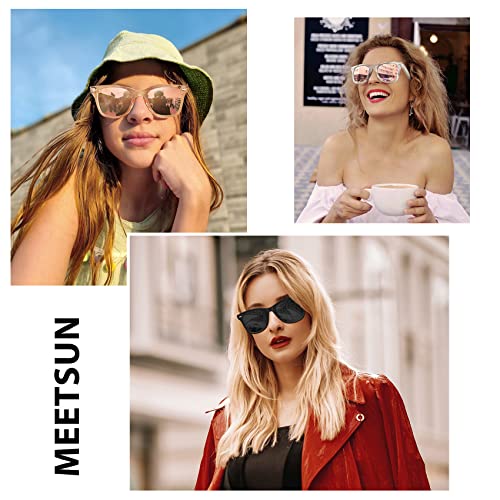 MEETSUN Retro Polarized Sunglasses for Women Men Classic Mirror Lens Driving Trendy Sun Glasses UV Protection (3 Pack) - Image 3