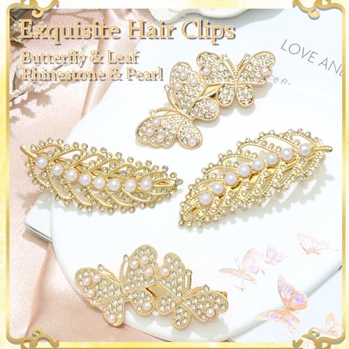 Barrettes de mariage papillon en strass et perles d'une brillance exceptionnelle