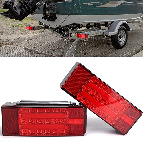 LINKITOM New Halo Rectangle Submersible LED Trailer Light Super Bright Brake Stop Turn Tail License Lights for Camper Truck RV Boat Snowmobile Over 80 Inch