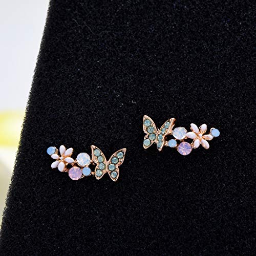 YOQUCOL Clear AB Multiple Colors Austrian Crystal Butterfly Cute Earrings Ear Vine Wrap For Women4