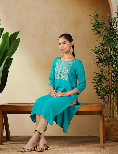 Image of Soch Women's Rayon Straight Fit Casual Kurta