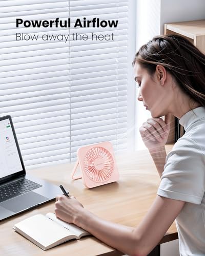 Image of Gaiatop USB Desk Fan, 5 Inch Personal Fan Small Portable Table Fan with 180 Tilt Folding and 3 Speeds, Strong Wind Ultra Quiet Personal Cooling Fan For Office Home Bedroom Desktop Travel (Deep Pink)