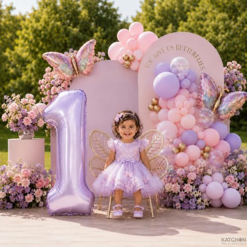Image of KatchOn 40 Inch Light Purple Number 1 Balloon for 1st Birthday Decoration