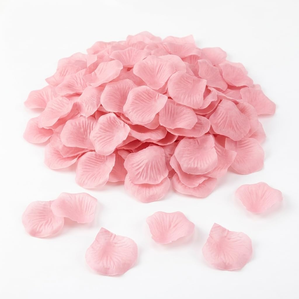 Ertzinla 3000Pcs Pink Artificial Rose Petals, Non-Woven Realistic Fake Petals for Wedding Valentine's Day Romantic Decor (3000, Pink)