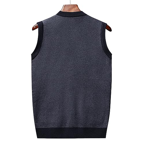 Men's Wool Blended Sweater Vest V Neck Casual Sleeveless Pullover Relaxed Fit Striped Cable Knit Sweater Vest2