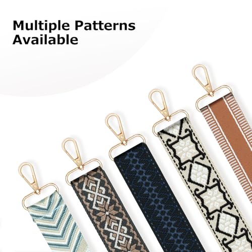 Image of Conworld Purse Strap Replacement Crossbody for Handbag, 1.5 inch Golden Buckle Wide Canvas Shoulder Strap for Women, Adjustable Bag Straps Replacement(Blue & White Arrow)