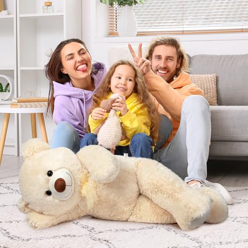 BEJOY 100cm Teddybär, Riesen Plüschtiere Kuschelbären große Stofftier Schmusetier, Liebesgeschenk Geburtstag, Valentinstag, Beige