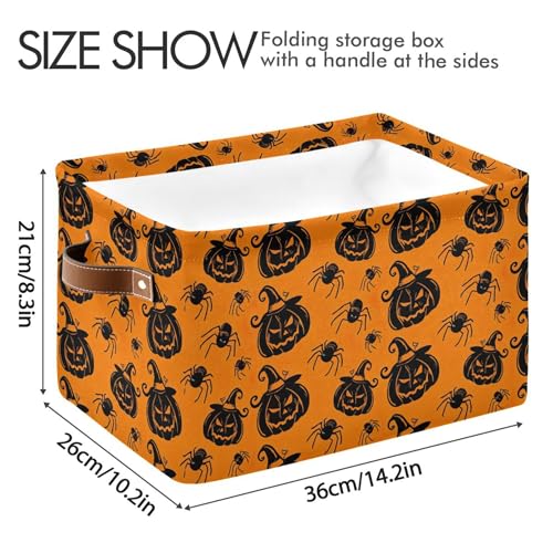 Boîte décorative pour Halloween grand cube pliable avec poignées et citrouilles
