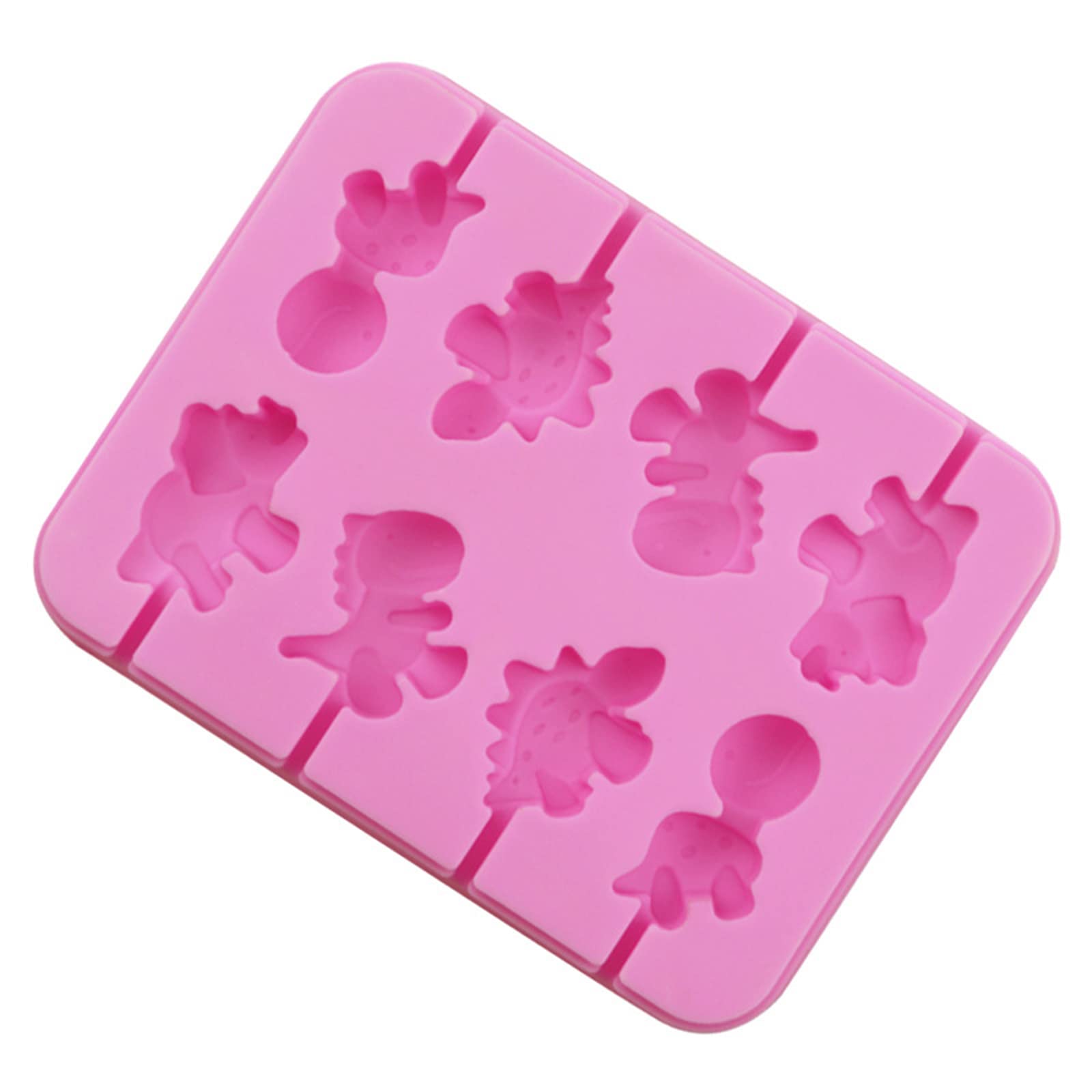 NEWFT Cartoon Press Dinosaur Shape Silicone Lollipop Mold Baking Utensils Easy Safe Fondant Candy Mold for Baking