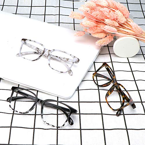 Image of Blue Light Blocking Glasses 3 Pack Square Frame Computer Gaming Reading Glasses Men Women Anti Eyestrain