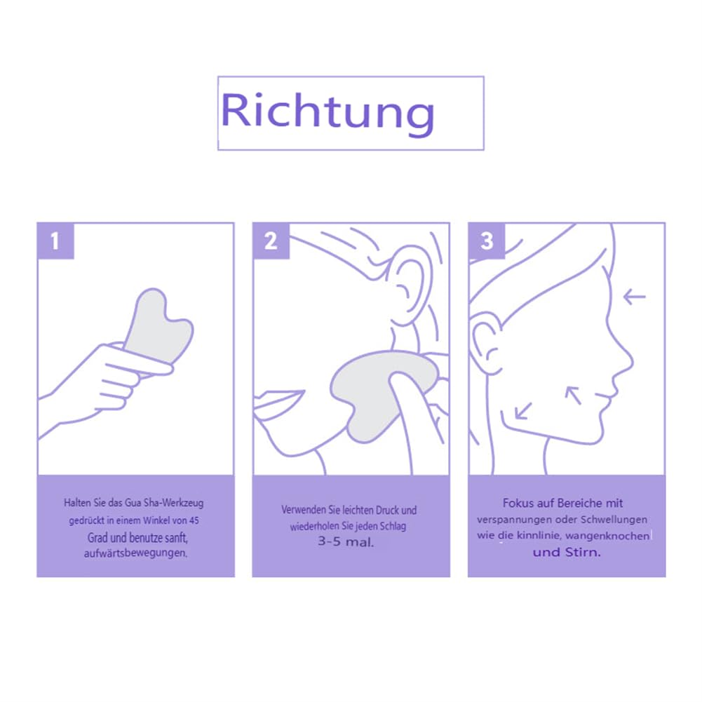 Kit de massage personnel améthyste Gua Sha - Rouleau en jade à double tête, plaque d'améthyste en forme de cœur Gua Sha, favorise la circulation sanguine et la guérison naturelle