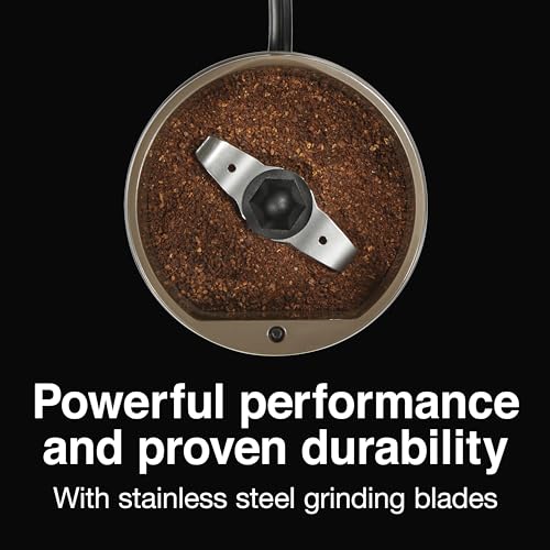 Image of Proctor Silex Electric Coffee Grinder for Beans, Spices and More, Stainless Steel Blades, 12 Cups, Brown