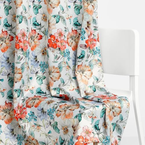 Image of haus & kinder Blackout Window Curtains 5 Feet Long Pack of 2 Window Curtains, 5 Feet Curtains for Window, 100% Room Darkening (Floral Cascade, 114x152 CM)