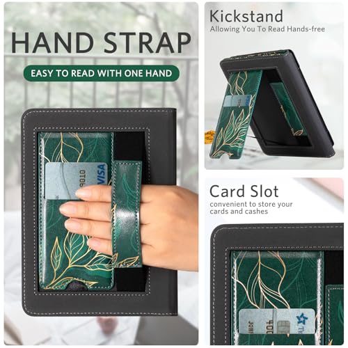 Image of CoBak Case with Stand for Kindle Paperwhite 12th Gen 2024 Released (7 inch) & Kindle Colorsoft Signature Edition - Durable PU Leather Cover with Auto Sleep Wake, Card Slot, Hand Strap Feature