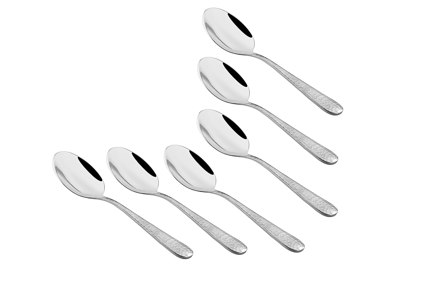Shapes Hammer Stainless Steel Soup Spoon Set of 6 – Elegant, Durable, and Versatile for Home & Kitchen | Tableware Dining | Easy to Clean, Modern Ergonomically Designed Premium Spoup Spoon