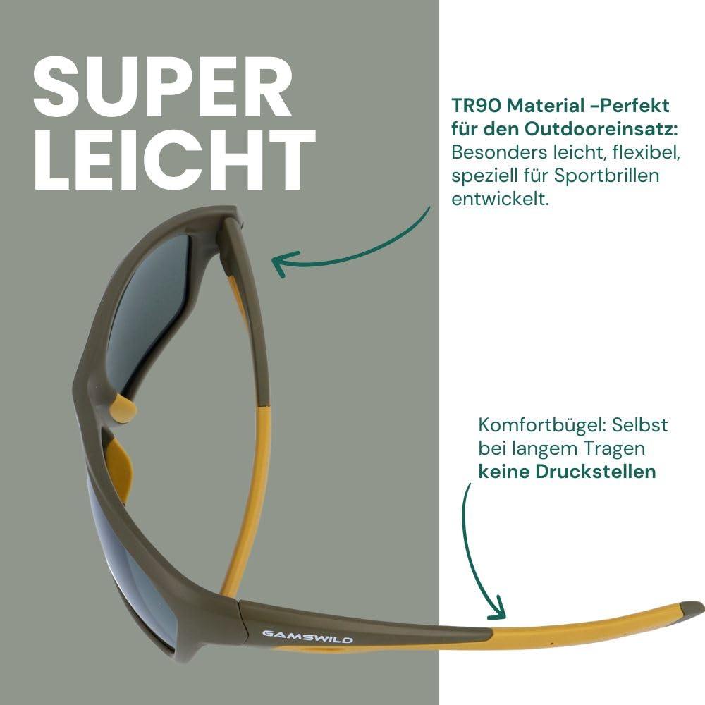 Gamswild WS4034 Sportbrille Sonnenbrille TR90 polarisiert Fahrradbrille Skibrille Damen Herren Unisex Leichtgewicht| grün | blau| braun |
