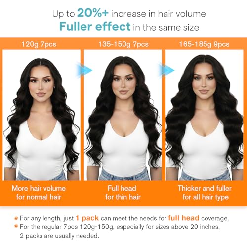 Image of Sunny Hair Clip in Hair Extensions Real Human Hair Jet Black 22 Inch 180g | Straight Clip in Hair Extensions Black Human Hair, Natural Blend, Full Bodied Look and Fuller Coverage for Braid Styling