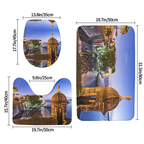 Architectural Elements Print Rug Mats Pads Badvorleger Badteppich Set 3-teilig + Konturteppich + Toilettendeckelbezug – Bild 3