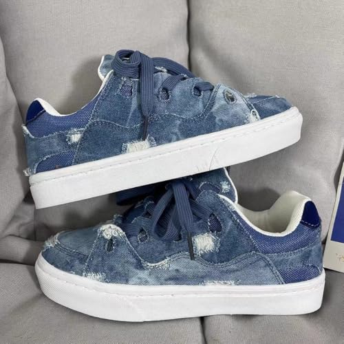 Cute Sneakers for Women Walking Shoes Comfortable Denim Blue Versatile Couples' Style All-Season2