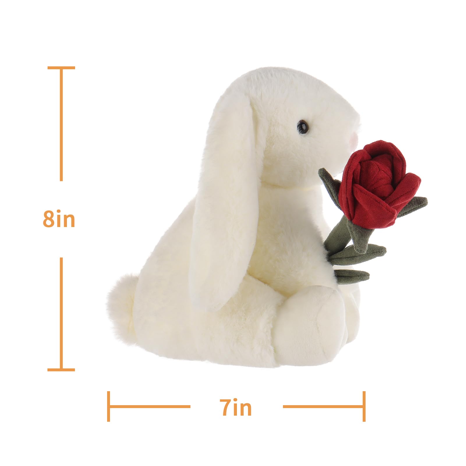 Apricot Lamb Toys Plush Cream Bunny Rabbit with Rose Stuffed