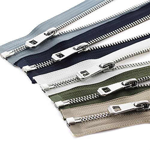 Mdingbao-Zippers 5# 35/45/55/65/75/85cm Open-end Auto Lock Platinum Plating Metal Zipper Use for Clothes Shoes Pocket Garment, Strong and Sturdy (Color : Khaki, Length : 75cm)3