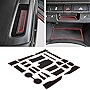 JDMCAR Custom Liner Accessories Compatible with Chevy Colorado/GMC Canyon 2015-2021 2022, Cup Holder, Door Pocket, and Center Console Insert Mat Kit 26-PC Set (Crew Cab, Red Trim)