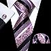 HSIJYGX Fashion Silk Stripe Tie Men's Woven Flower Cufflinks Pocket Square Suit Party Wedding