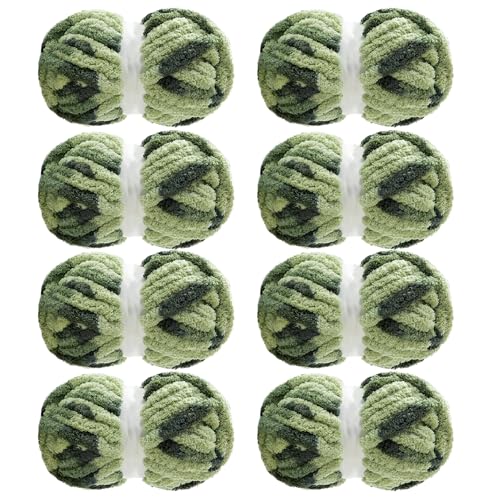 Image of MABOZOO Tie Dye Chunky Yarn for Crocheting & Knitting, 8 Pack - Soft Plush Sage Green Fluffy Jumbo Chenille Yarn,Giant Thick Fuzzy Bulky(29 yds, 8 oz Each Skein)