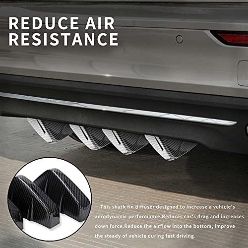 KEEPDSGN 4pcs Rear Bumper Lip Rear Diffuser Defuzer Universal Shark Fins Curved Spoiler Lip Wing Splitter - Carbon Fiber B - Thumbnail 5