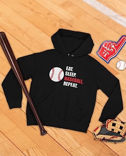 Tstars Eat Sleep Baseball Repeat Hoodie for Men Pullover Gift for Fans Coaches Players Game Day Apparel4