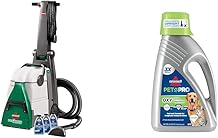 BISSELL  Big Green  Professional Carpet Cleaner with XL DirtLifter PowerBrush, 9-inch Long Reach Hose, 6-inch Tough Stain Tool + Bissell Professional Pet Carpet Cleaner Shampoo, 48 Ounce, Silver