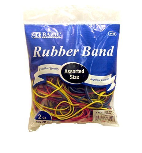 BAZIC Assorted Dimensions 56g/Approx 100 Rubber Bands, Multi Color Size: 2 Ounces, Model: 6110, Office Shop (assortedrubberband100)