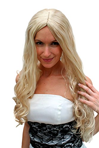 VK Event Fashion - Perruque Blonde, Longue, Avec Raie Au Milieu, Style Hippie, Super Sexy Cover