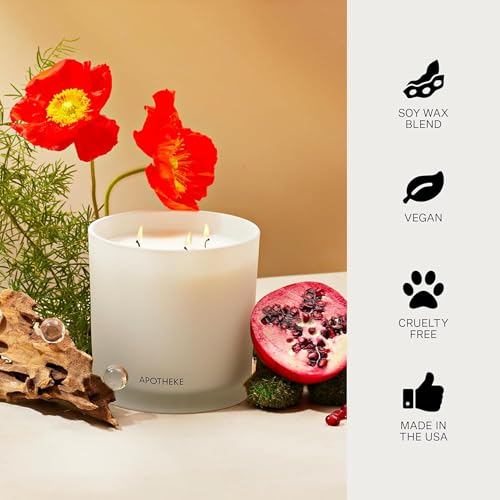 Image of Apotheke Signature Scented Candles for Home, Wild Mint & Ivy - 10.5 oz - Soy Wax, Non Toxic, Large Jar White - Luxury Candle Gifts for Women & Men - Eucalyptus, Patchouli, Cedarwood, and Rose
