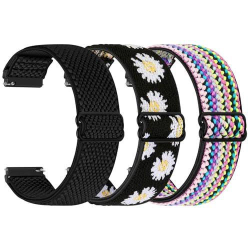 YONGBB 20mm Bracelet en nylon élastique pour Garmin Forerunner 55/165/245/645/Vivoactive 6/5/Garmin Venu/Venu 2 Plus/Amazfit Active 2/Active/Polar Ignite...